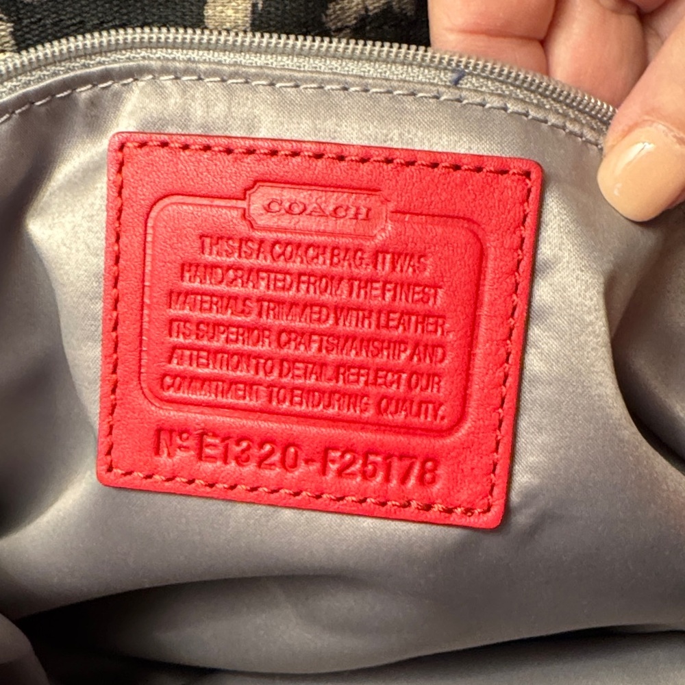 Coach Leopard Print Tote with Red Leather Trim - Picture 7 of 14